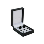 Cufflinks/Stud Set For Tux Shirt By Santino Luciano SL-8 Black/silver Solid Onyx