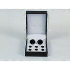 Cufflinks/Stud Set For Tux Shirt By Santino Luciano SL-8 Black/silver Solid Onyx