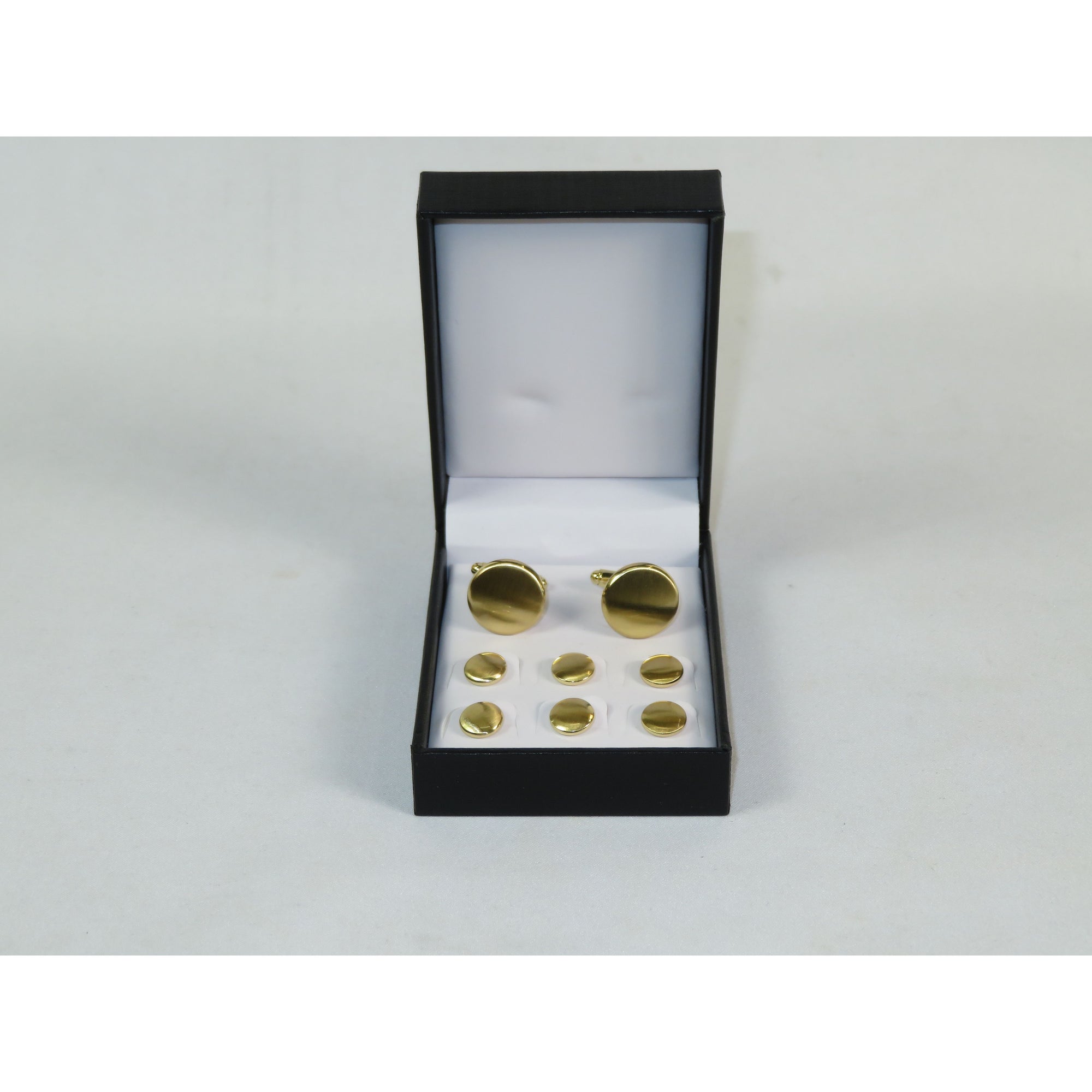 Cufflinks/Stud Set For Tux Shirt By Santino Luciano SL-9 Gold Plain Round