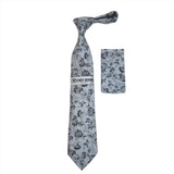 Men's Stacy Adams Tie and Hankie Set Woven Design #St440 Silver gray
