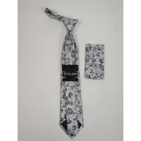 Men's Stacy Adams Tie and Hankie Set Woven Design #St440 Silver gray