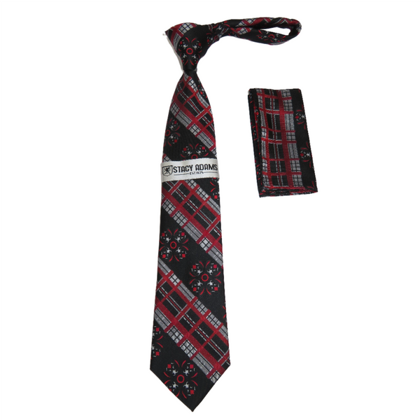 Mens Tie and Hankie set by Stacy Adams fashion formal Business attire St67 Red