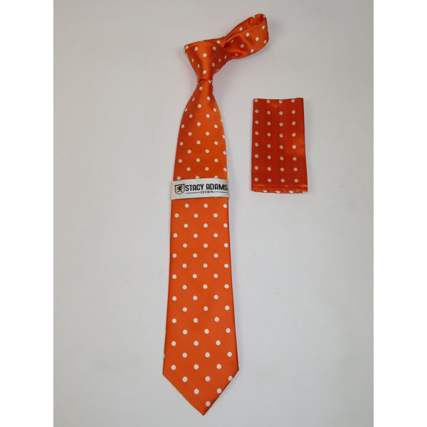 Men's Stacy Adams Tie and Hankie Set Woven Silky Fabric #Stacy12 Orange