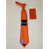 Men's Stacy Adams Tie and Hankie Set Woven Silky Fabric #Stacy12 Orange