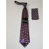 Men's Stacy Adams Tie and Hankie Set Woven Silky #Stacy2 Burgundy Polka Dot