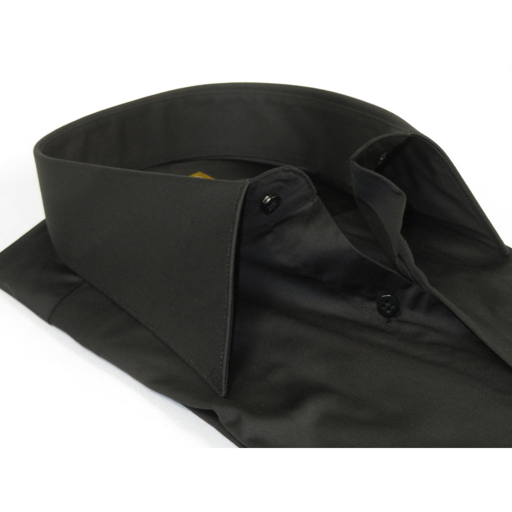 Men's CIERO MONTERO Turkey Cotton Shirt Long Point Callor Stn-15Sk Black