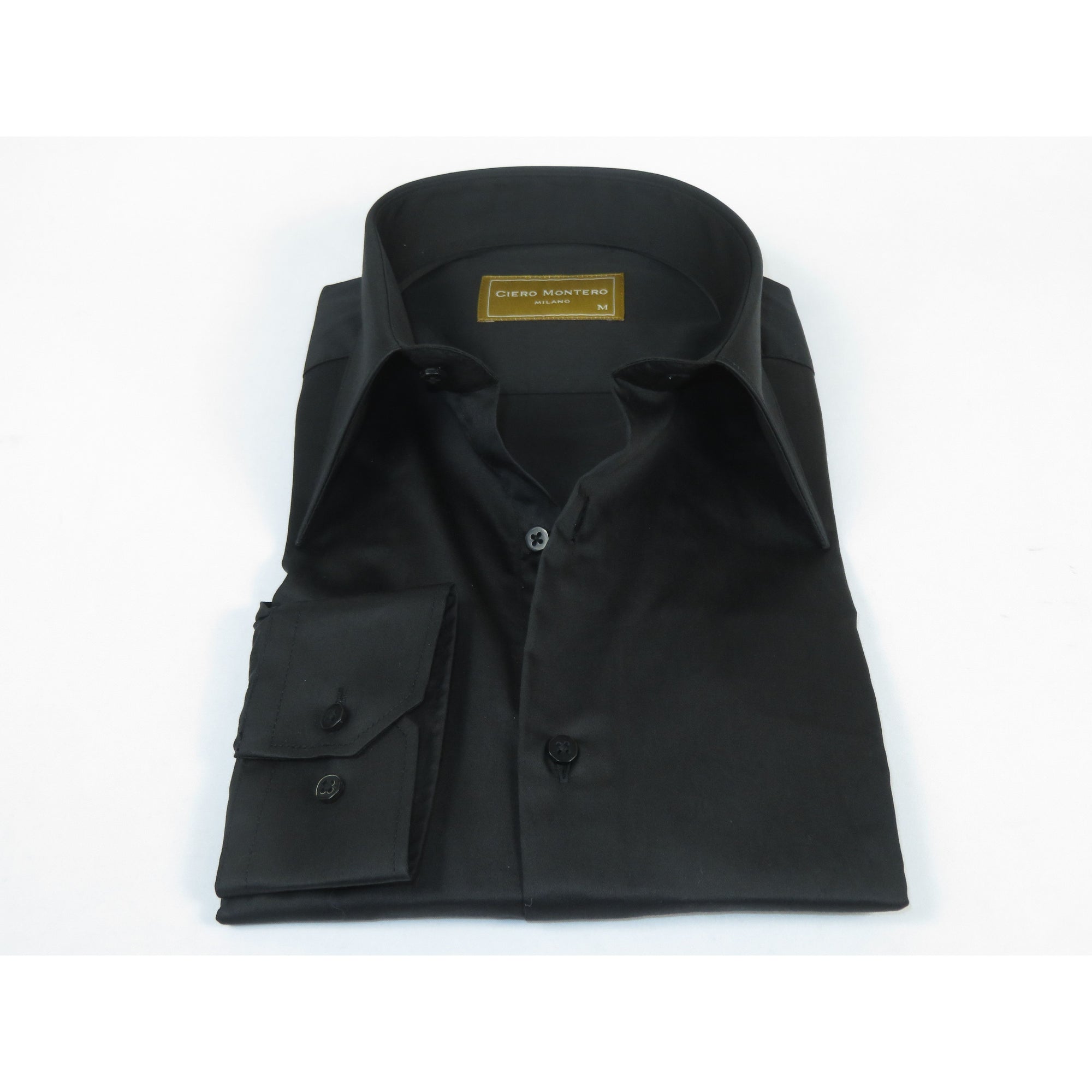 Men's CIERO MONTERO Turkey Cotton Shirt Long Point Callor Stn-15Sk Black