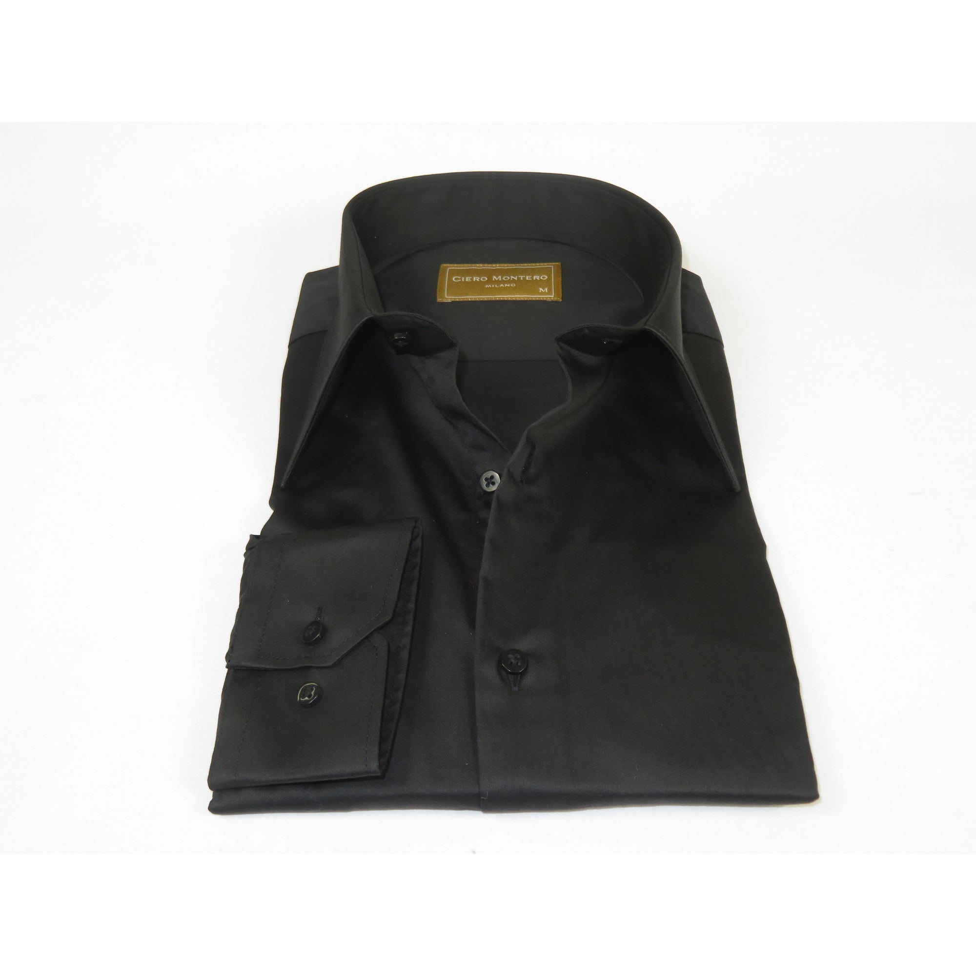 Men's CIERO MONTERO Turkey Cotton Shirt Long Point Callor Stn-15Sk Black