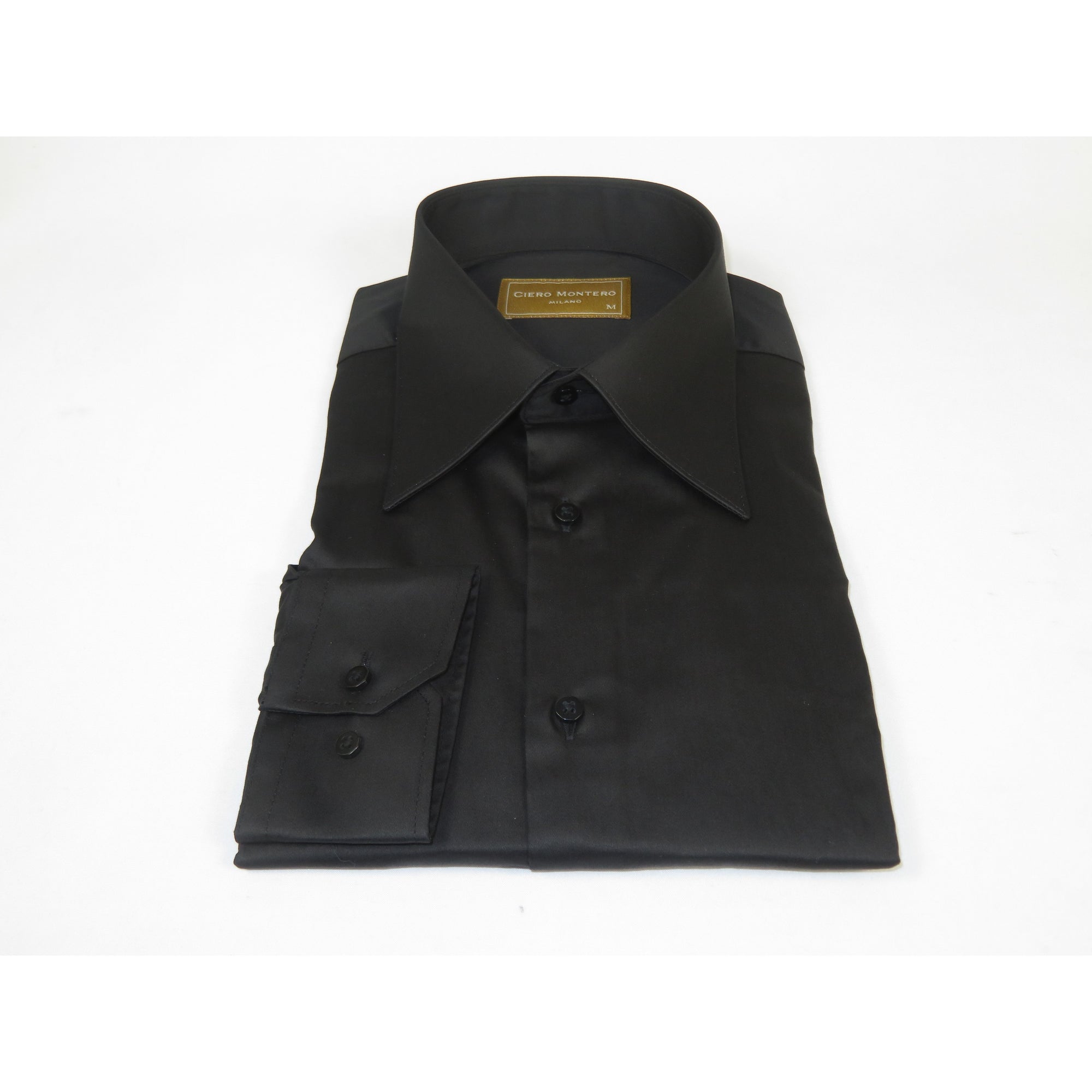 Men's CIERO MONTERO Turkey Cotton Shirt Long Point Callor Stn-15Sk Black