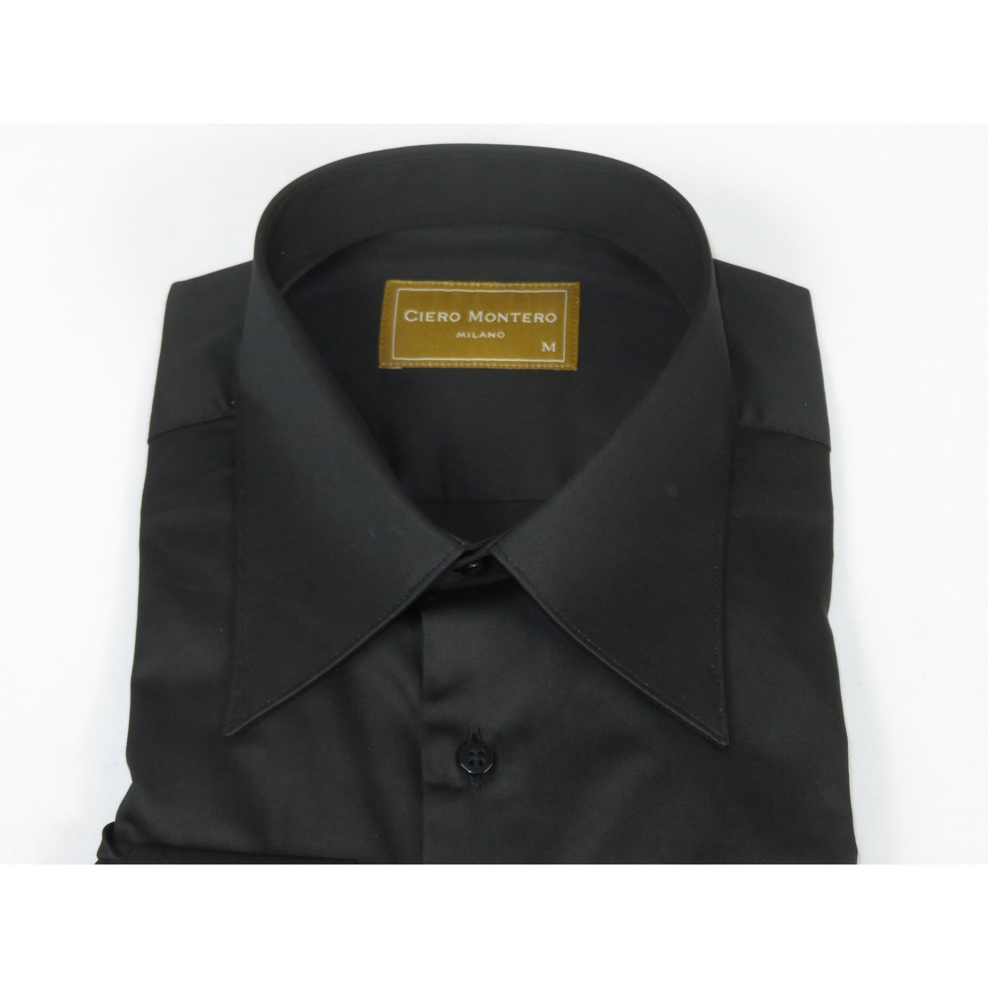 Men's CIERO MONTERO Turkey Cotton Shirt Long Point Callor Stn-15Sk Black