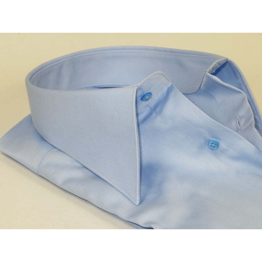 Men's CIERO MONTERO Turkey Cotton Shirt Long Point Callor Stn-35Sk Blue