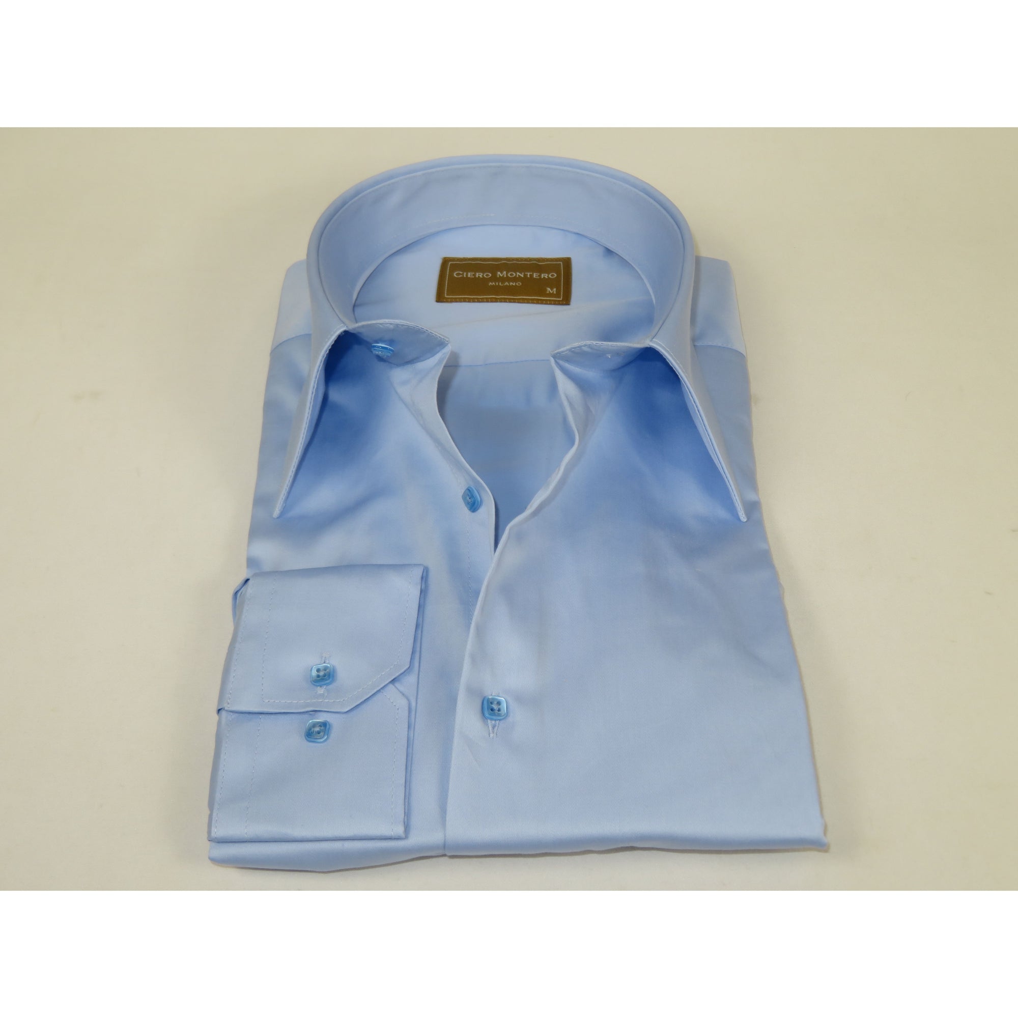 Men's CIERO MONTERO Turkey Cotton Shirt Long Point Callor Stn-35Sk Blue