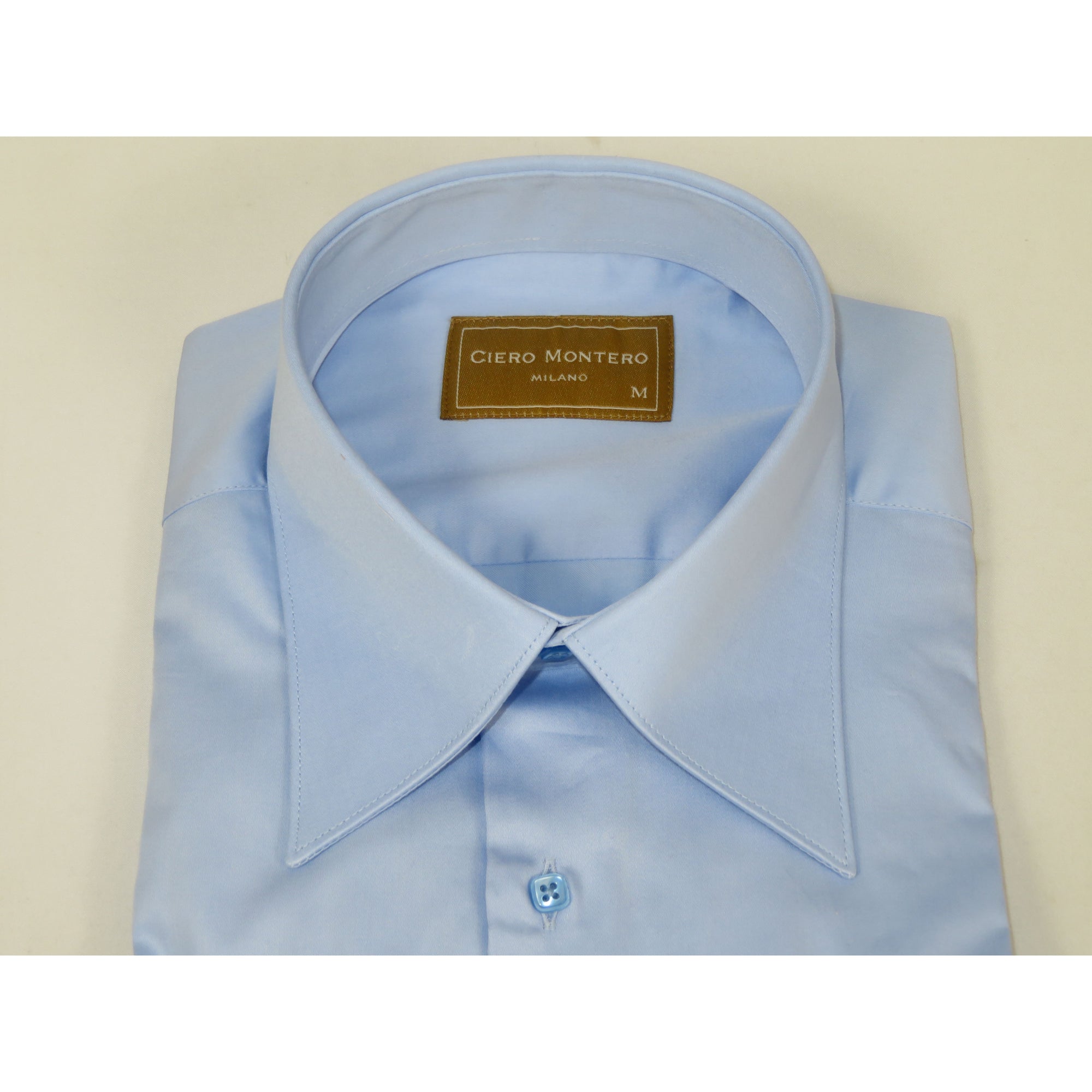 Men's CIERO MONTERO Turkey Cotton Shirt Long Point Callor Stn-35Sk Blue