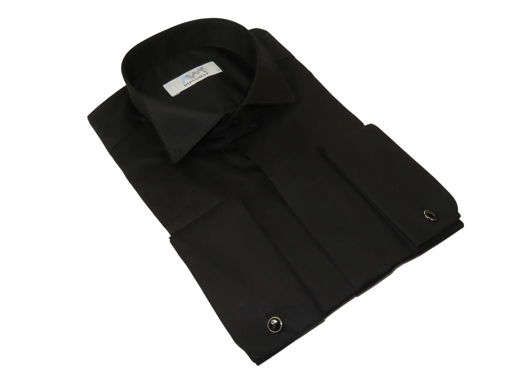 Mens CEREMONIA Tuxedo Formal Shirt 100% Cotton Turkey Slim Fit #stn 15 aty black