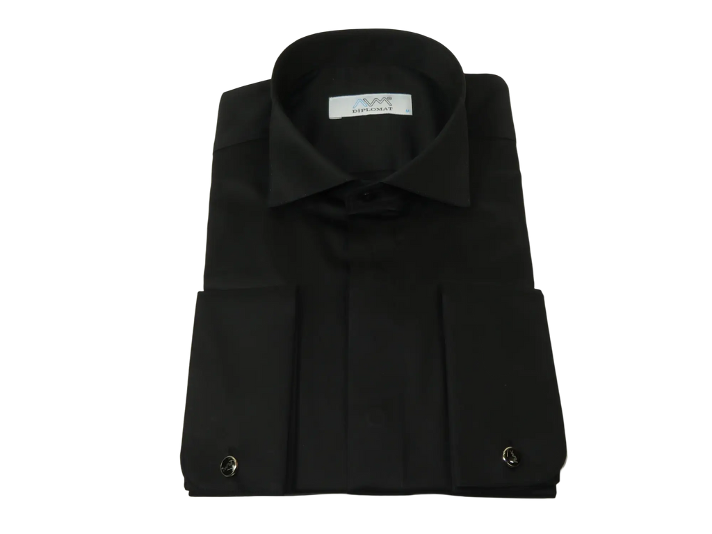 Mens CEREMONIA Tuxedo Formal Shirt 100% Cotton Turkey Slim Fit #stn 15 aty black