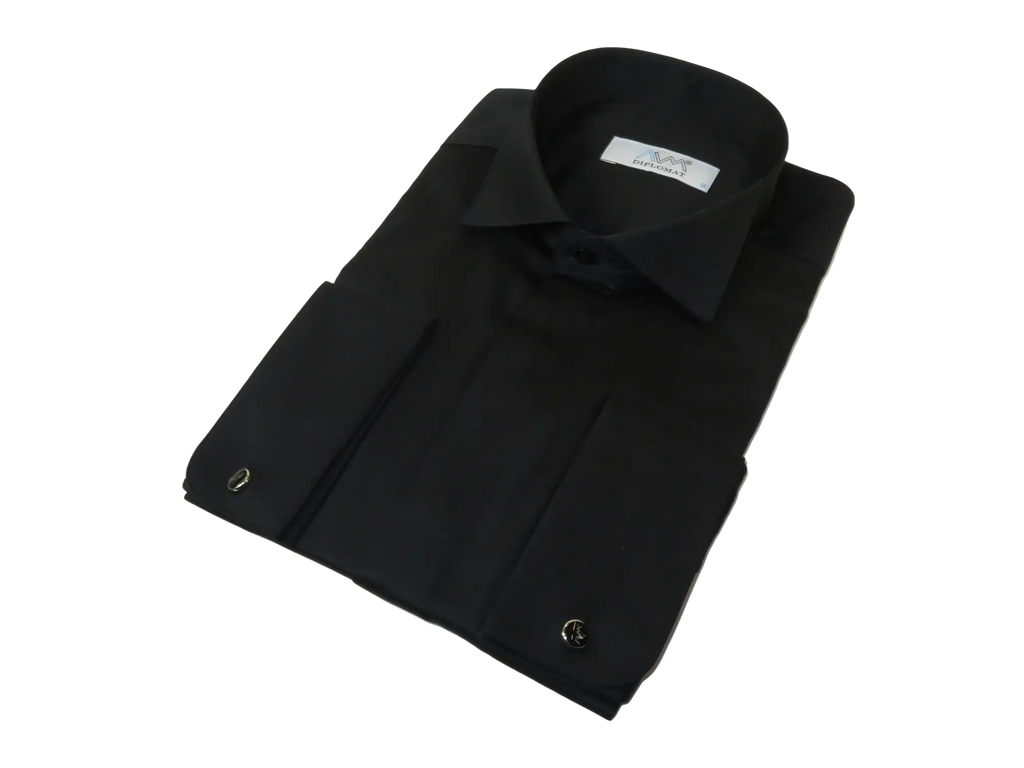 Mens CEREMONIA Tuxedo Formal Shirt 100% Cotton Turkey Slim Fit #stn 15 aty black