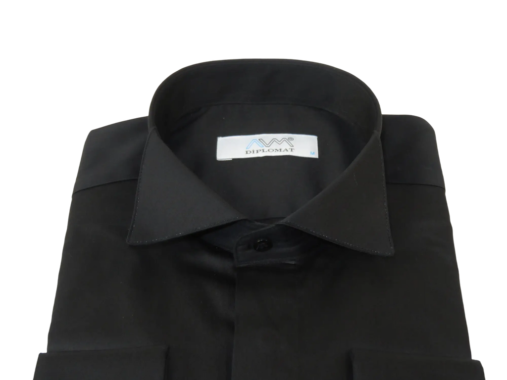 Mens CEREMONIA Tuxedo Formal Shirt 100% Cotton Turkey Slim Fit #stn 15 aty black