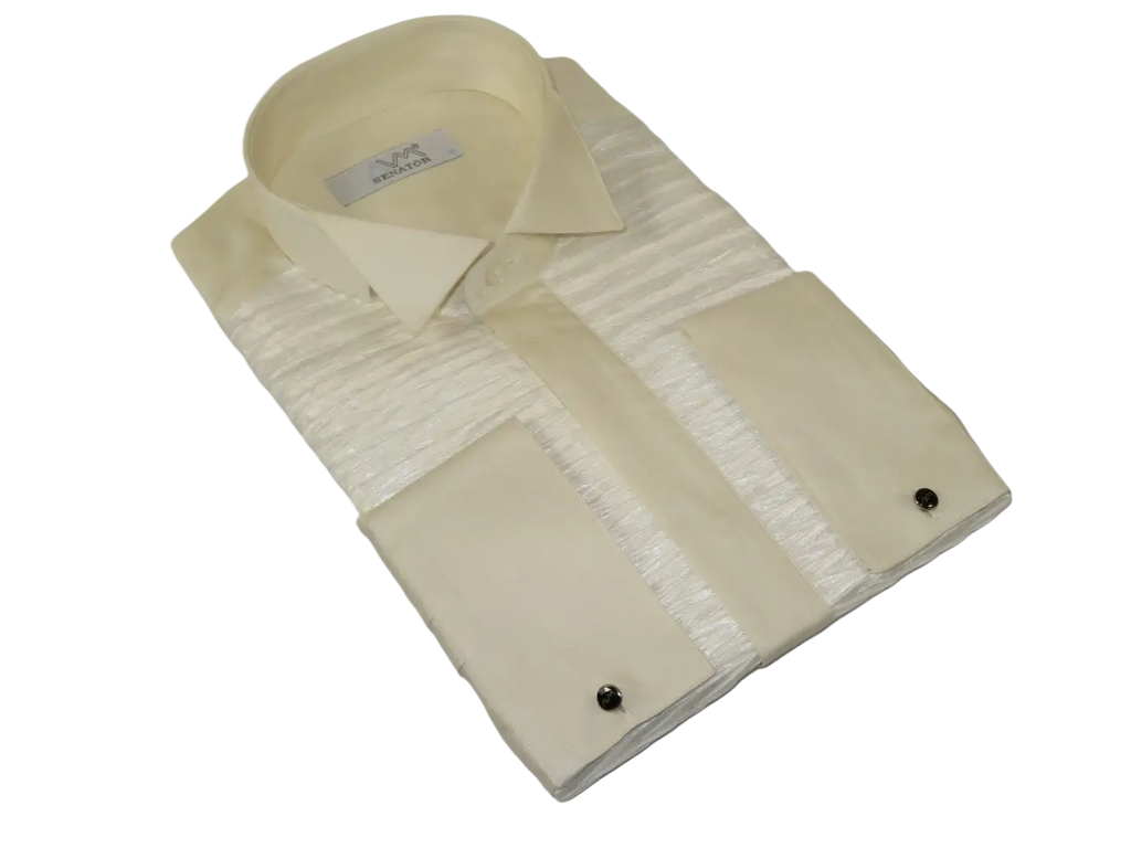Mens CEREMONIA Tuxedo shiny Shirt 100% Cotton Turkey Slim Fit #stn 17 pta ivory