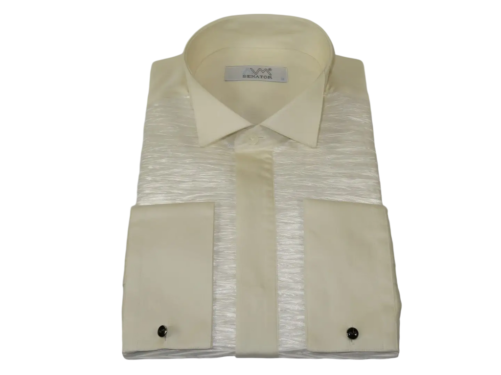 Mens CEREMONIA Tuxedo shiny Shirt 100% Cotton Turkey Slim Fit #stn 17 pta ivory