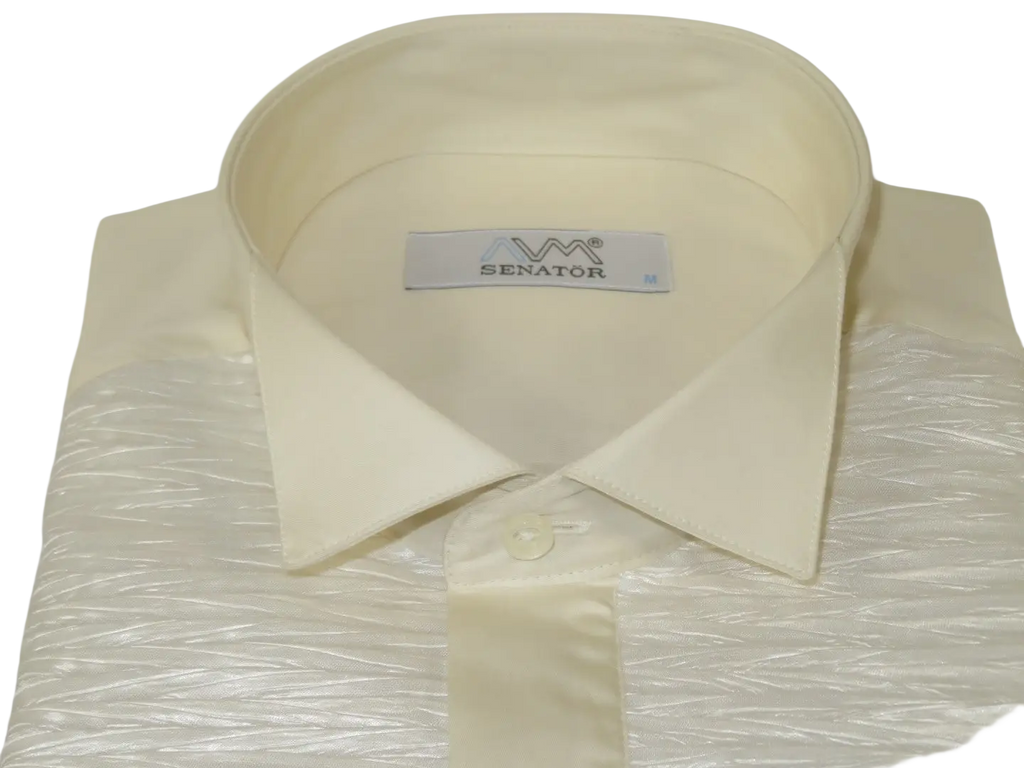 Mens CEREMONIA Tuxedo shiny Shirt 100% Cotton Turkey Slim Fit #stn 17 pta ivory