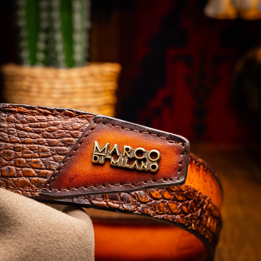 Texas Caiman and Calfskin Western Belt Aged Maple