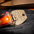 Texas Caiman and Calfskin Western Belt Aged Maple