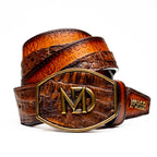 Texas Caiman and Calfskin Western Belt Aged Maple