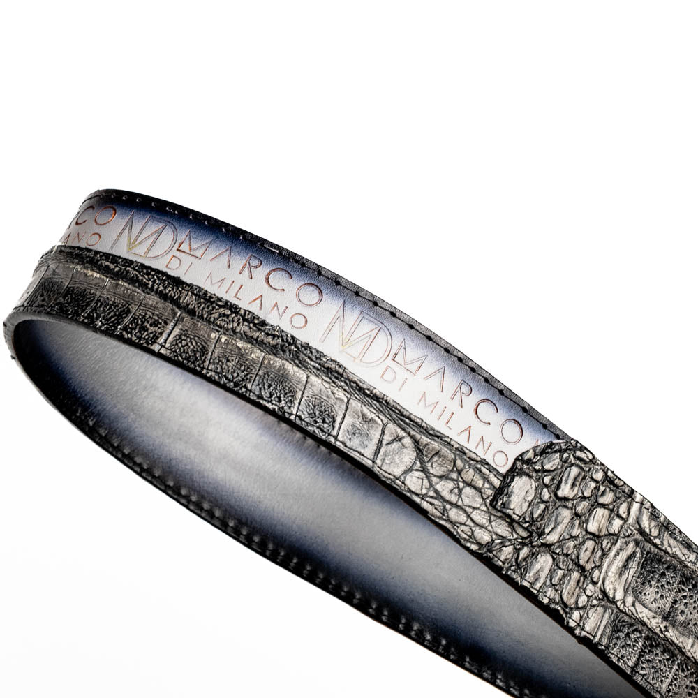 Marco Di Milano Caiman & Calfskin Western Belt Signature Contrast Texas Stone Gray