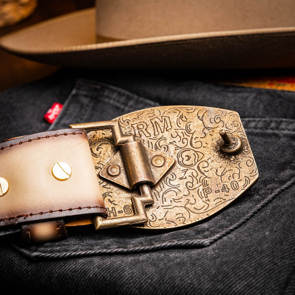 Marco Di Milano Caiman & Calfskin Western Texas Belt Stone Orix