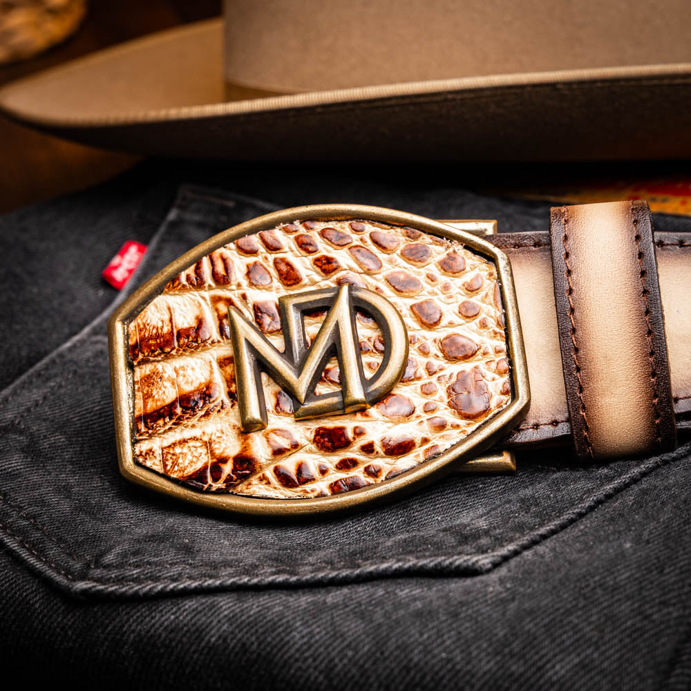 Marco Di Milano Caiman & Calfskin Western Texas Belt Stone Orix