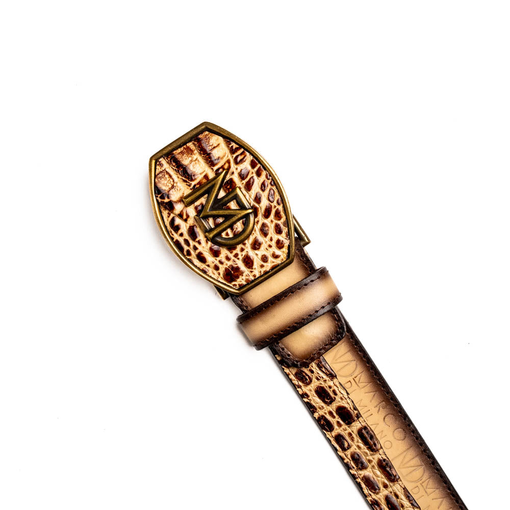 Marco Di Milano Caiman & Calfskin Western Texas Belt Stone Orix