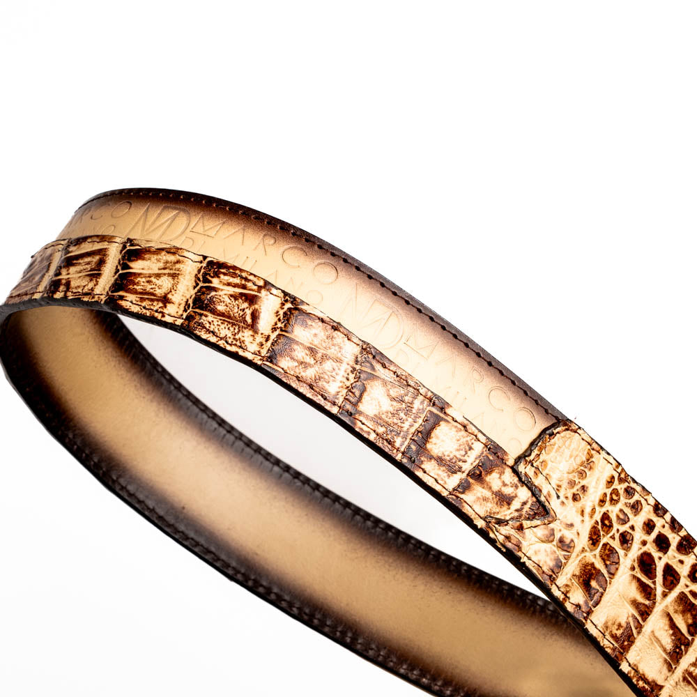 Marco Di Milano Caiman & Calfskin Western Texas Belt Stone Orix