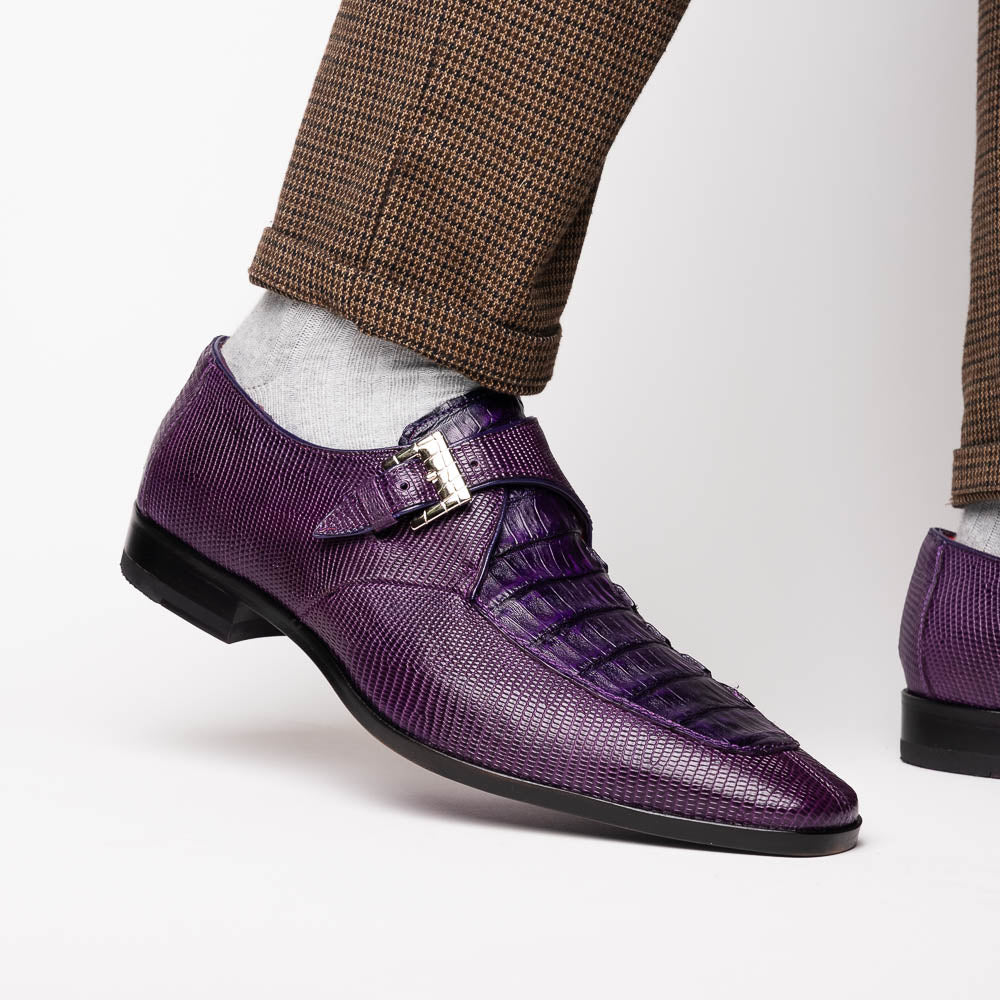 Men's Shoes genuine crocodile and lizard dress monk strap Toluca Purple
