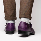 Men's Shoes genuine crocodile and lizard dress monk strap Toluca Purple