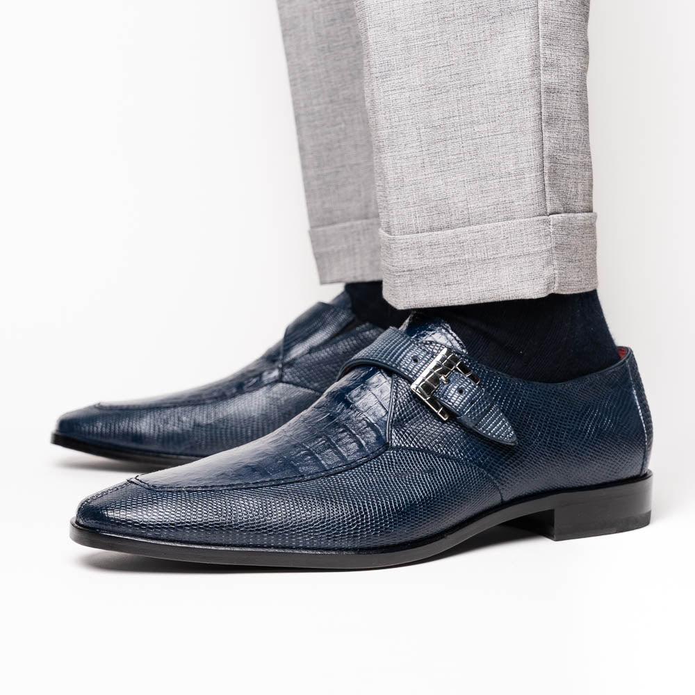 genuine crocodile and lizard dress monk strap Shoes Toluca Navy