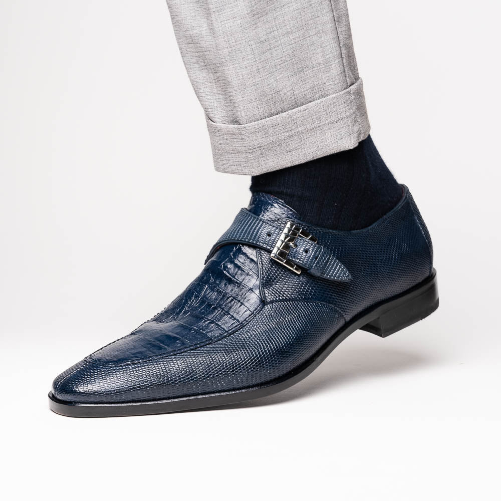 genuine crocodile and lizard dress monk strap Shoes Toluca Navy