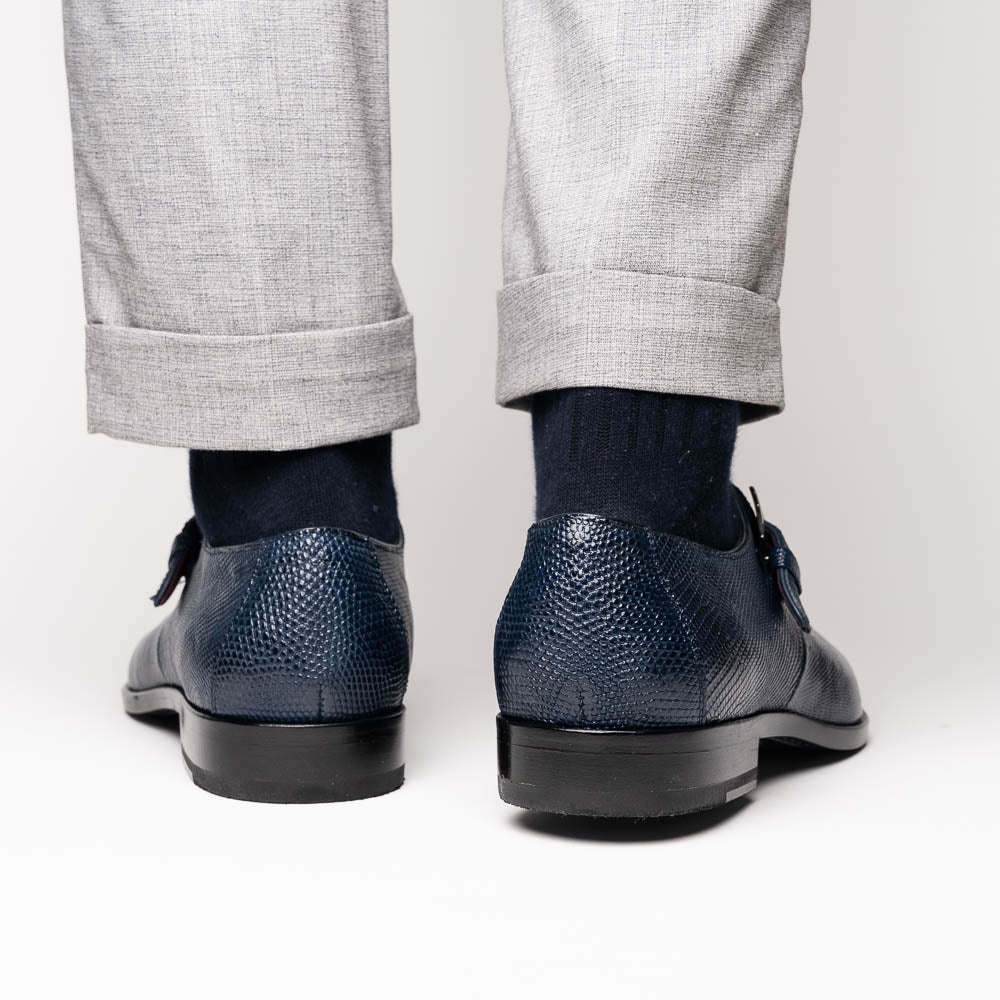 genuine crocodile and lizard dress monk strap Shoes Toluca Navy