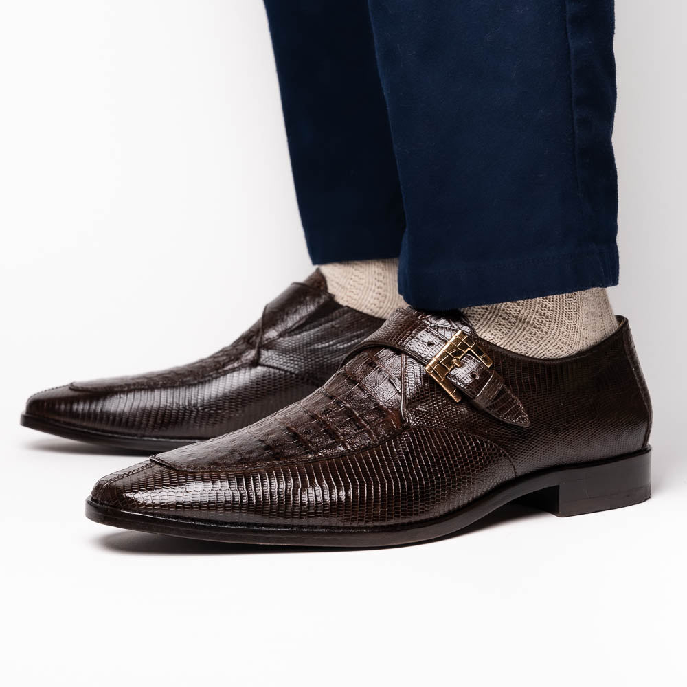 Genuine caiman crocodile and lizard Shoes Toluca Brown