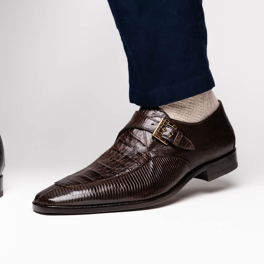 Genuine caiman crocodile and lizard Shoes Toluca Brown