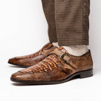 Men's Shoes genuine crocodile and lizard dress monk strap Toluca Rustic Orix