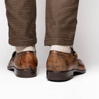 Men's Shoes genuine crocodile and lizard dress monk strap Toluca Rustic Orix