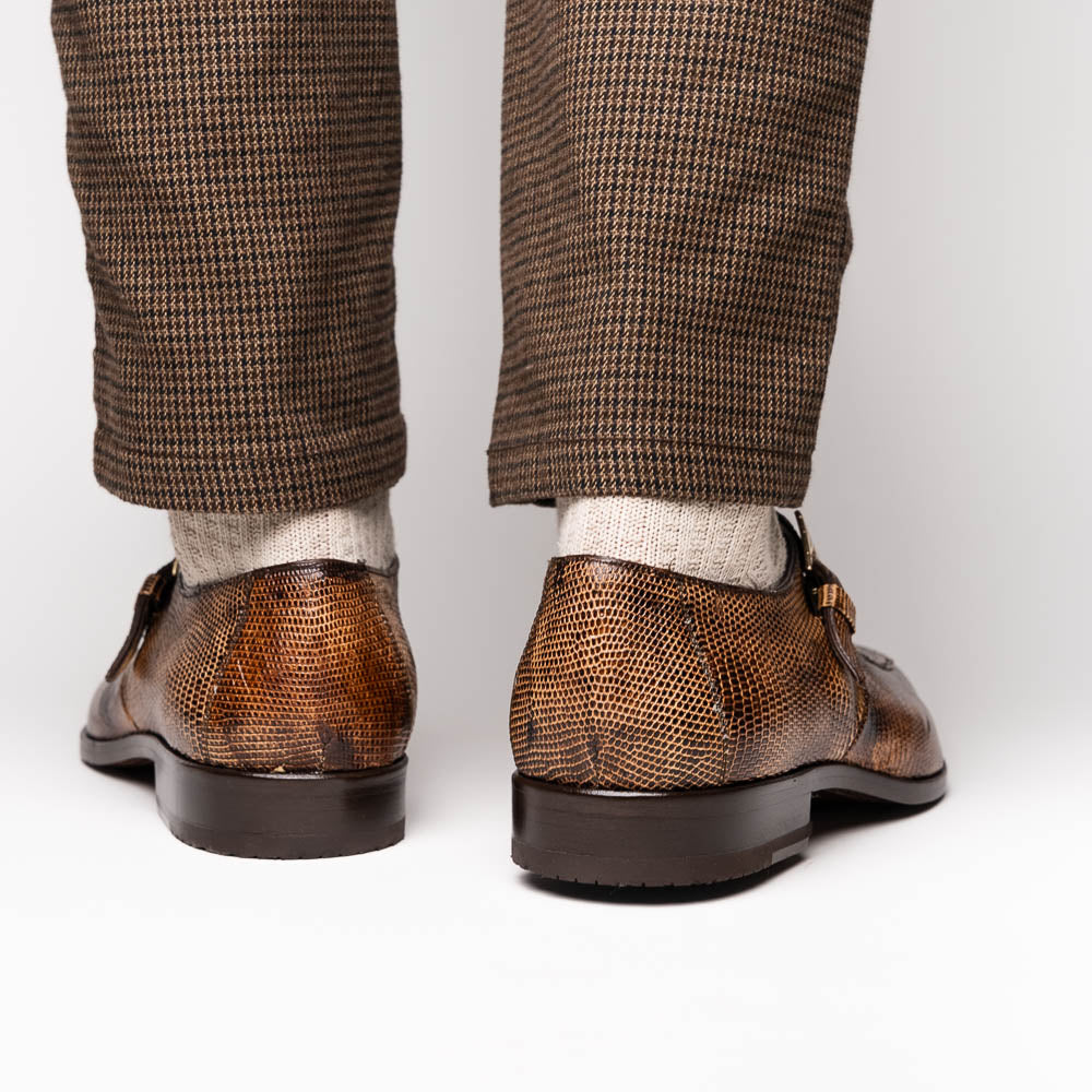 Men's Shoes genuine crocodile and lizard dress monk strap Toluca Rustic Orix
