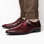 Toluca  genuine crocodile and lizard dress monk strap Wine