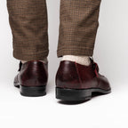 Toluca  genuine crocodile and lizard dress monk strap Wine