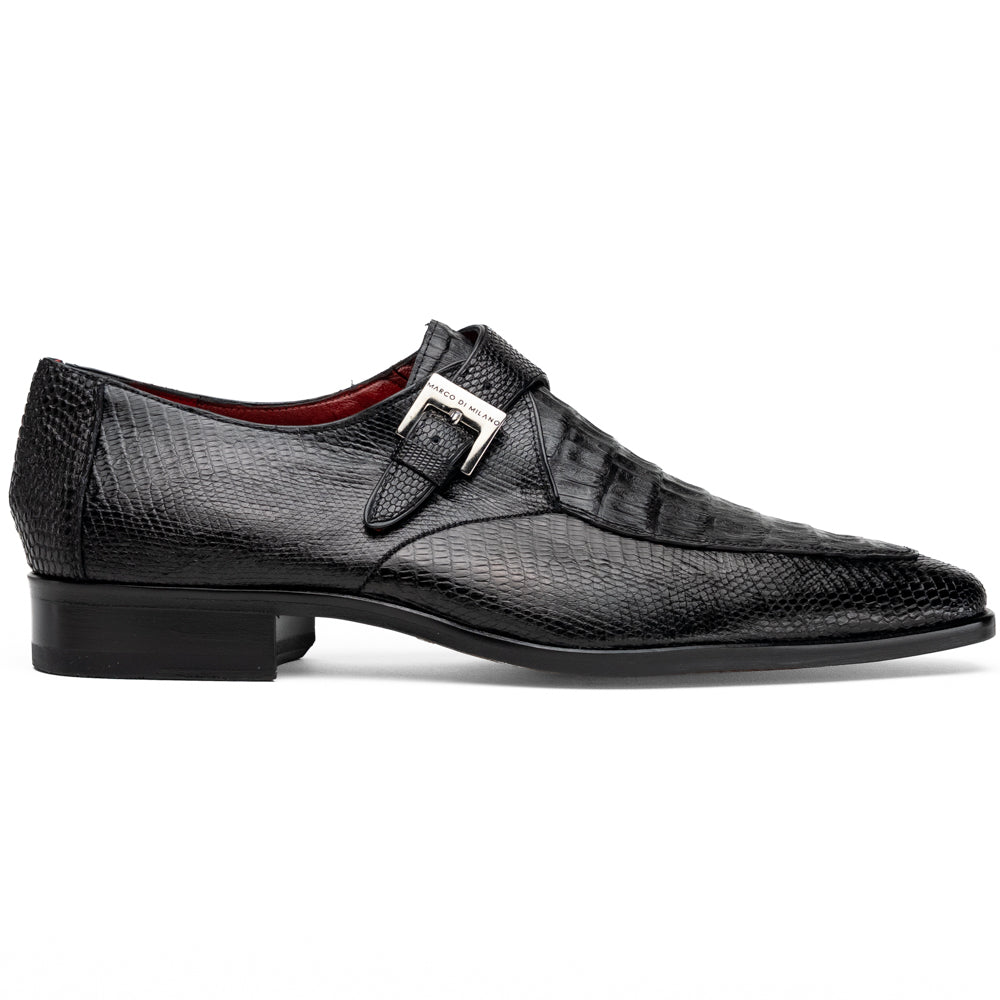 genuine crocodile and lizard dress monk strap shoes Toluca Black