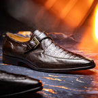Genuine caiman crocodile and lizard Shoes Toluca Brown