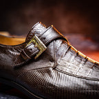 Genuine caiman crocodile and lizard Shoes Toluca Brown