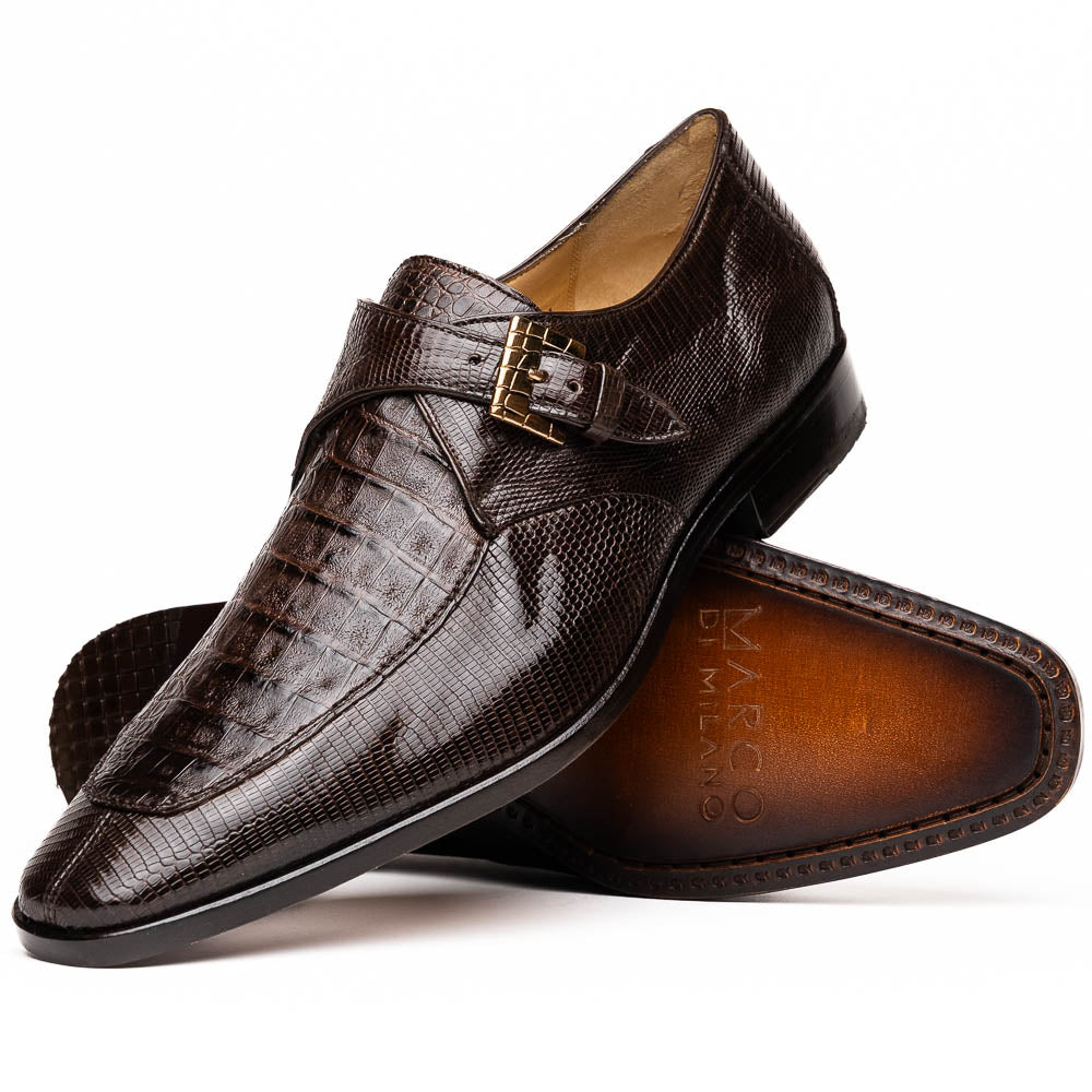 Genuine caiman crocodile and lizard Shoes Toluca Brown