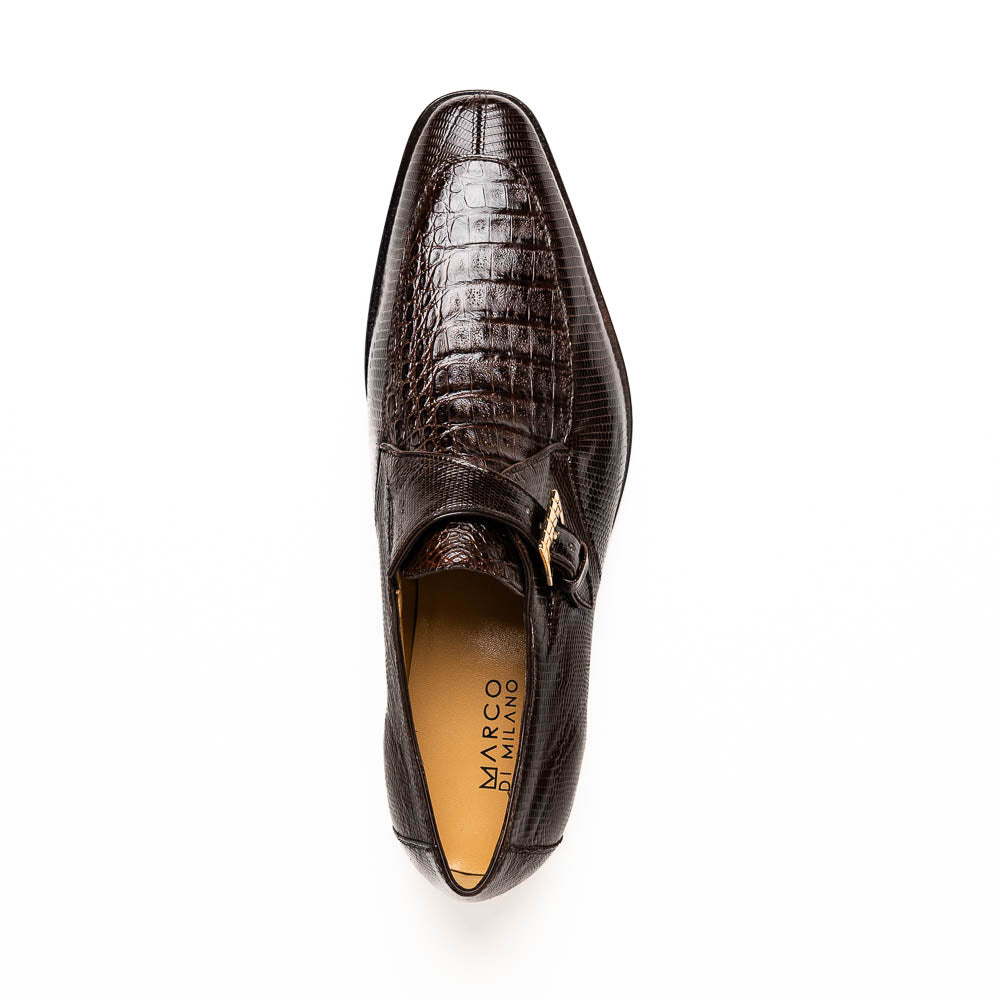 Genuine caiman crocodile and lizard Shoes Toluca Brown