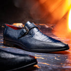 genuine crocodile and lizard dress monk strap Shoes Toluca Navy